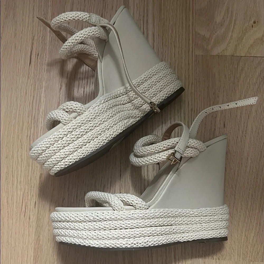 SCHUTZ Women's Cream Braided Heels - Picture 2 of 4